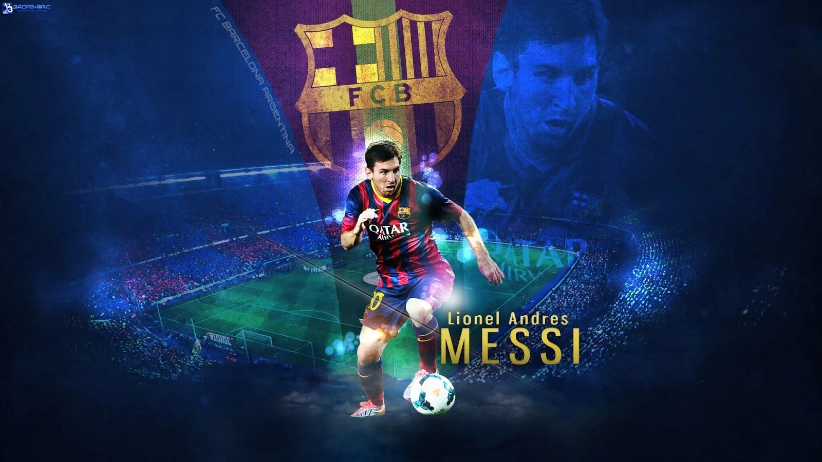 Eye Catching Lionel Messi Wallpaper with barcelona flag