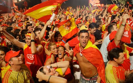 Spain Football fans cheering their country in world cup events