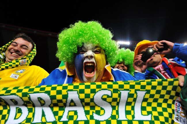 Colorful Faces of Brazil football fans