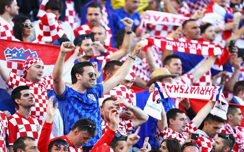 Croatia fans cheer their nation in fifa football world cup
