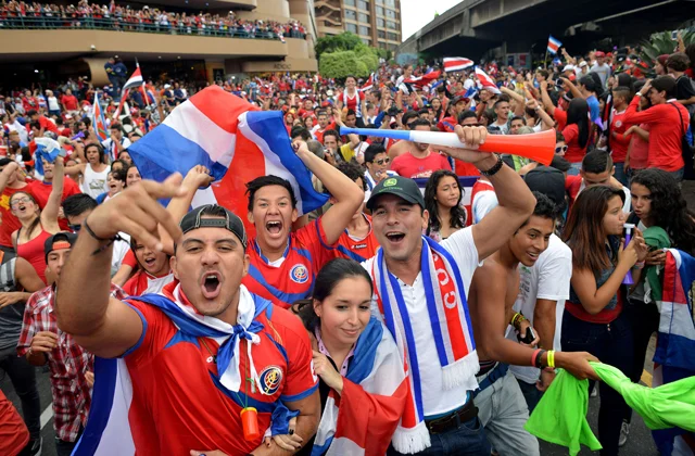 Football Crazy Costa Rica fans support their country in world cup Football Crazy Costa Rica fans support their country in world cup