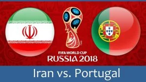Iran vs Portugal world cup match hd photos with both team flag