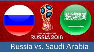 Russia vs Saudi Arabia world cup match hd photos with both team flag