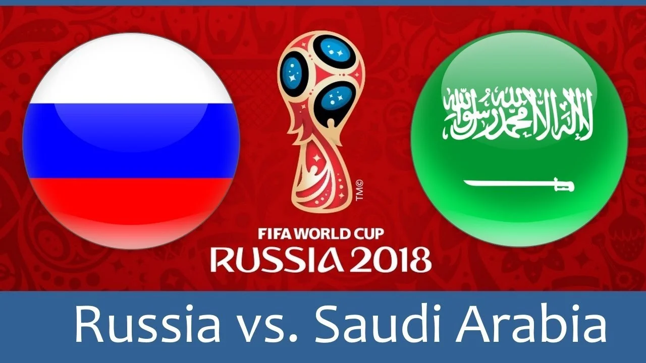 Russia vs Saudi Arabia world cup match hd photos with both team flag