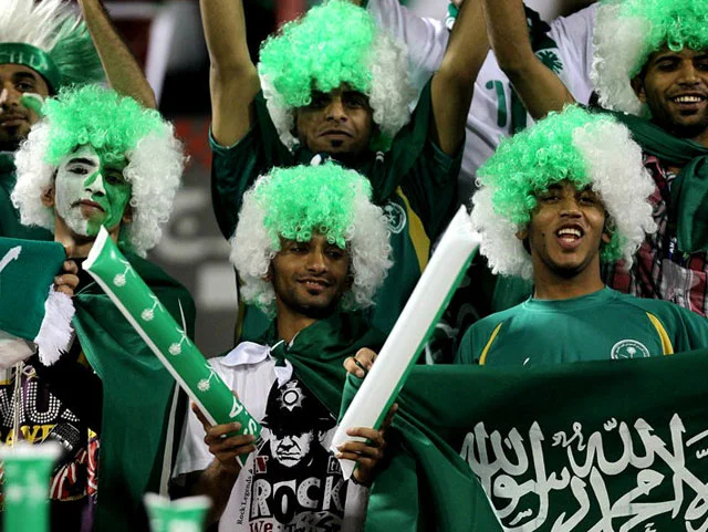 Saudi Arabia Football fans cheering their country in world cup events