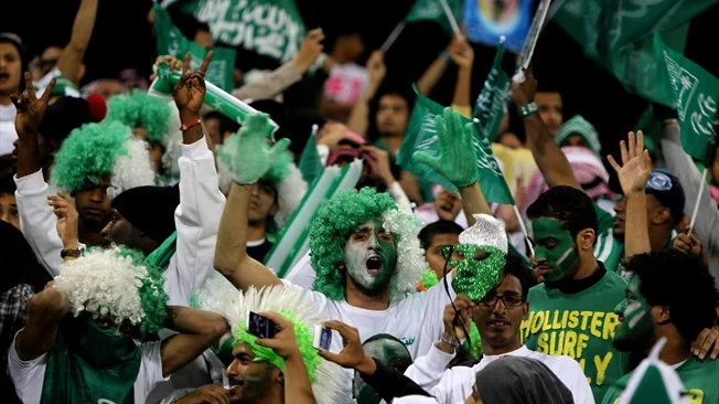Saudi Arabia Football fans with happy faces