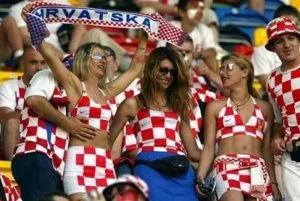 girls Wearing croatia Country Flag and cheer in football game