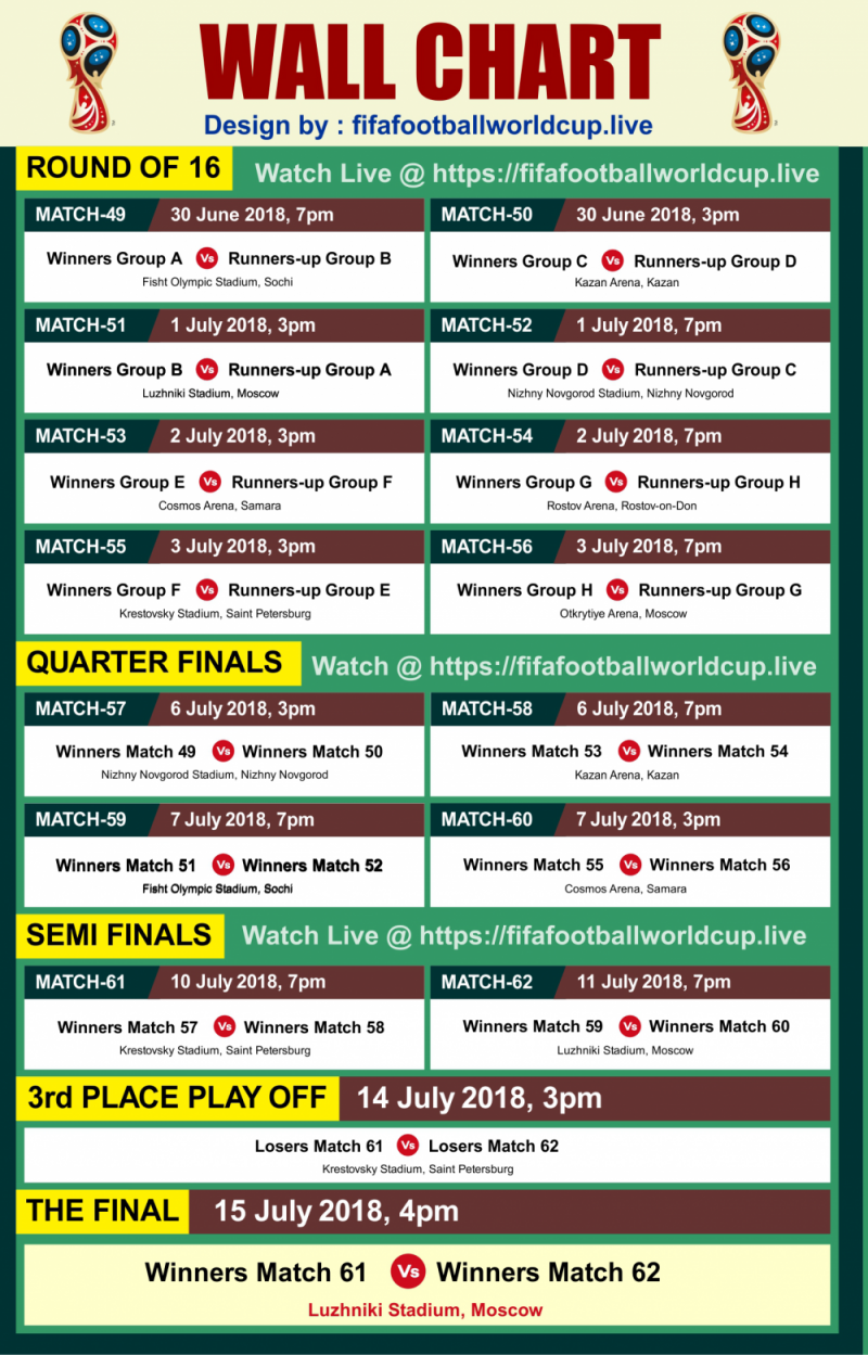 Download Best Images Of Fifa World Cup Pdf Schedule & Fixtures 2018 Round  Of 16, Quarter Final , Semi Final & Final