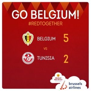 belgium 5 - 2 tunisia