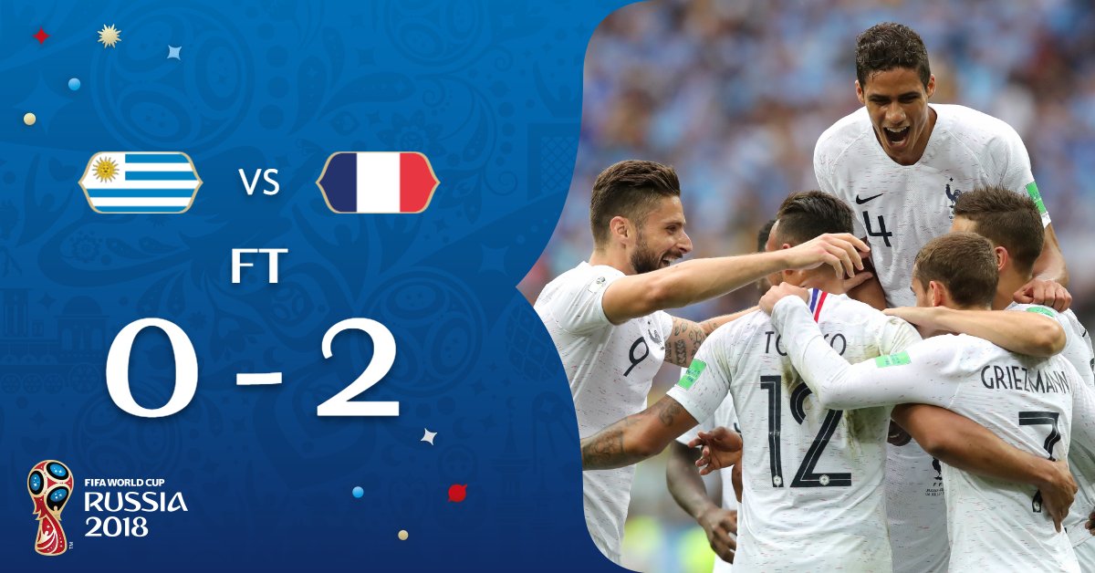 France beat Uruguay with 2-0 in World cup quarter Final