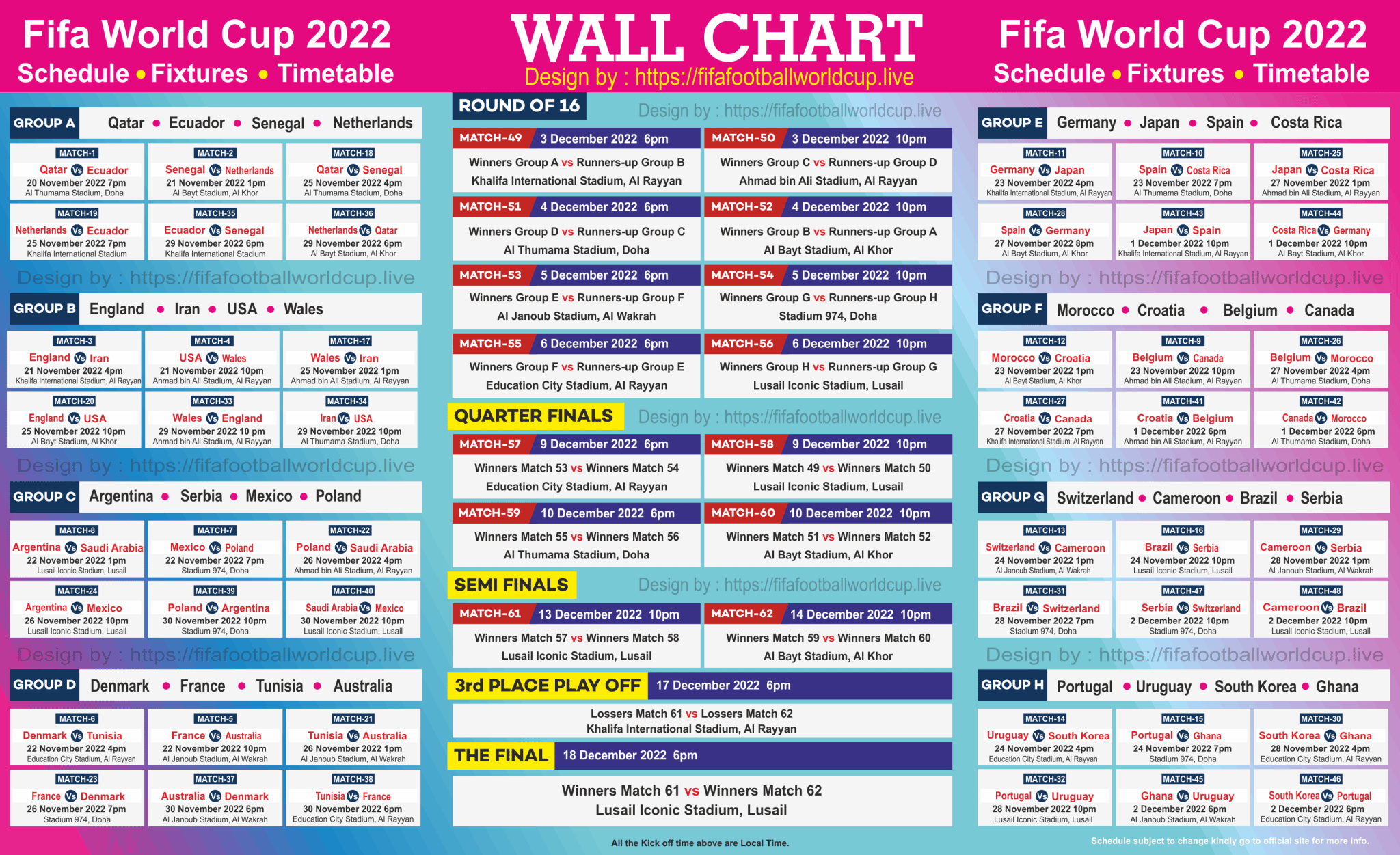 Qatar Fifa world cup wall chart download free
