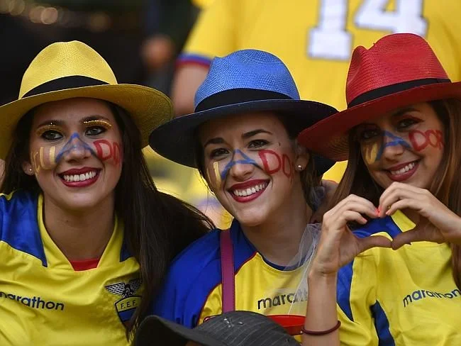 Ecuador Fans Happy Faces with flag of country
