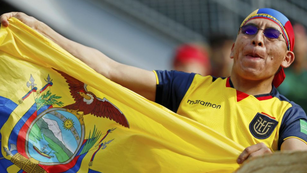 Ecuador soccer fans with team flag