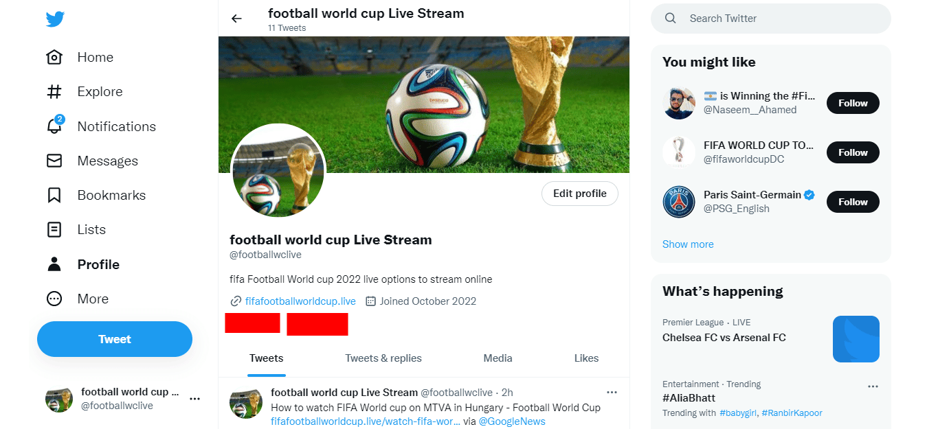 twitter fifa world cup page for latest updates and news